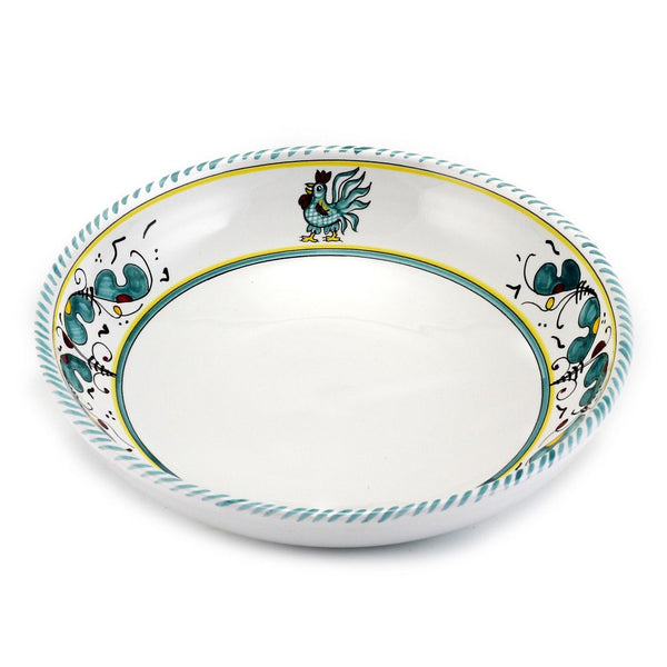 ORVIETO GREEN ROOSTER: Risotto/Pasta/Cioppino round shallow coupe bowl
