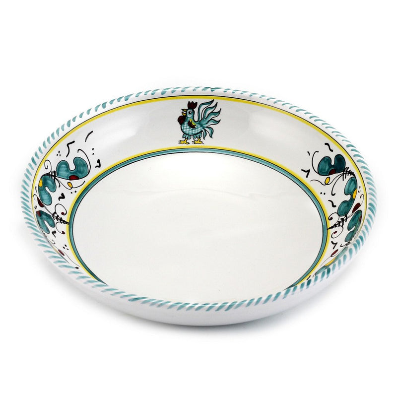 ORVIETO GREEN ROOSTER: Risotto/Pasta/Cioppino round shallow coupe bowl