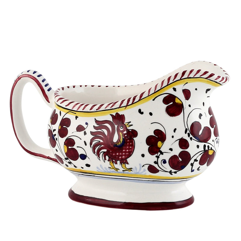 ORVIETO RED ROOSTER: Deruta Sauce boat