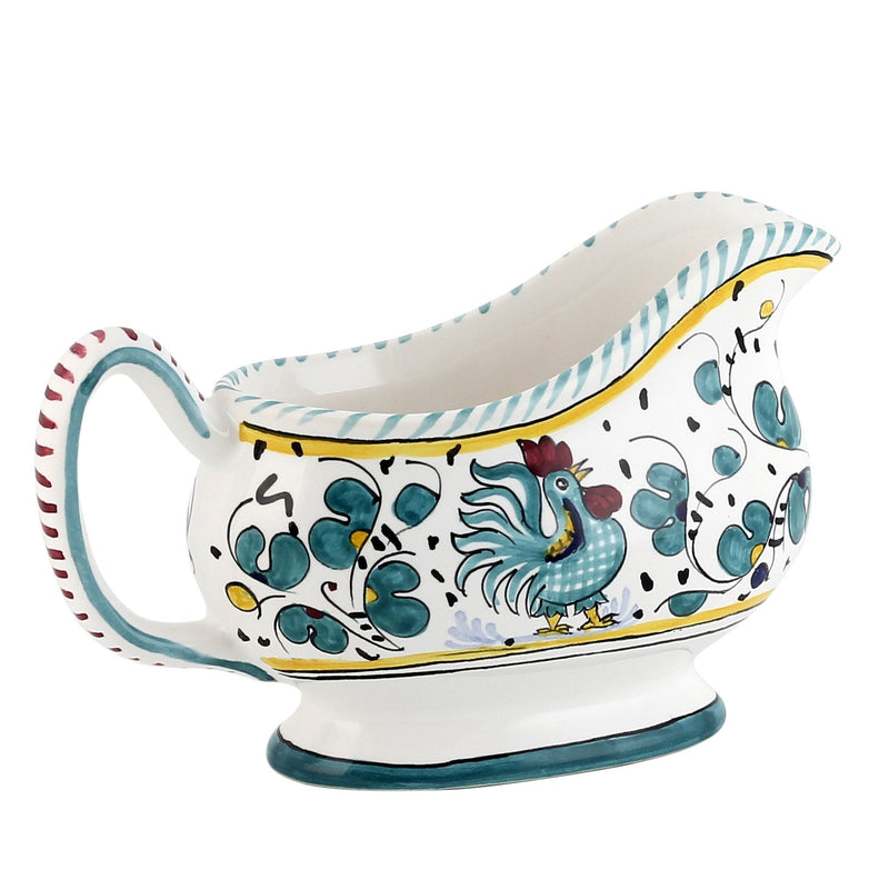 ORVIETO GREEN ROOSTER: Deruta Sauce boat