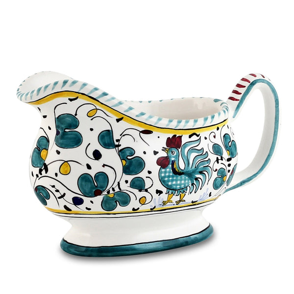 ORVIETO GREEN ROOSTER: Deruta Sauce boat