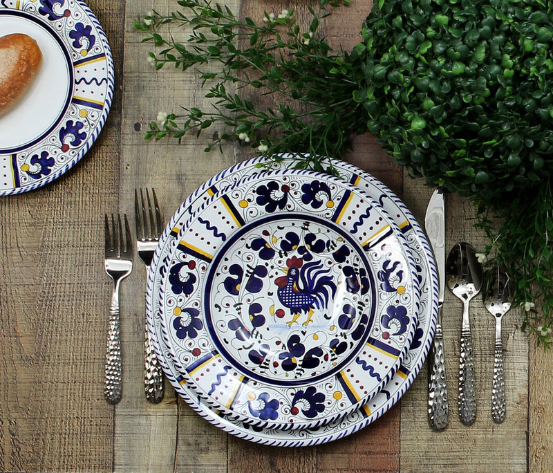 ORVIETO RED ROOSTER: Serving Set Charger + Salad Pasta Bowl + Oval Platter