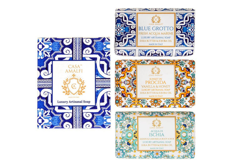 Casa Amalfi Maiolica 3-Soap Set: Blue