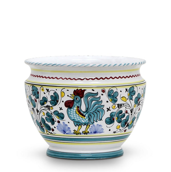 ORVIETO GREEN ROOSTER: Luxury Cachepot Planter SM