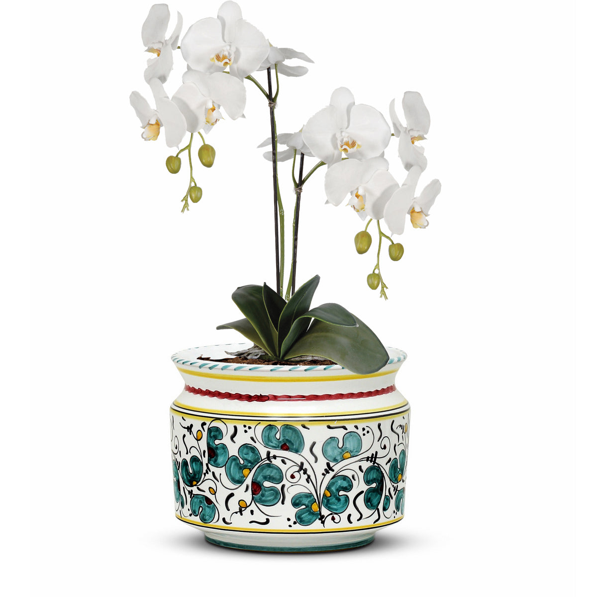 rooster planter pot ORVIETO Green ROOSTER: Cylindrical Cover Pot