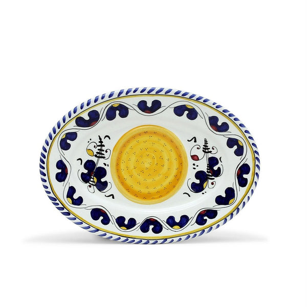 ORVIETO BLUE ROOSTER: Small Oval Tray 9" x 6"