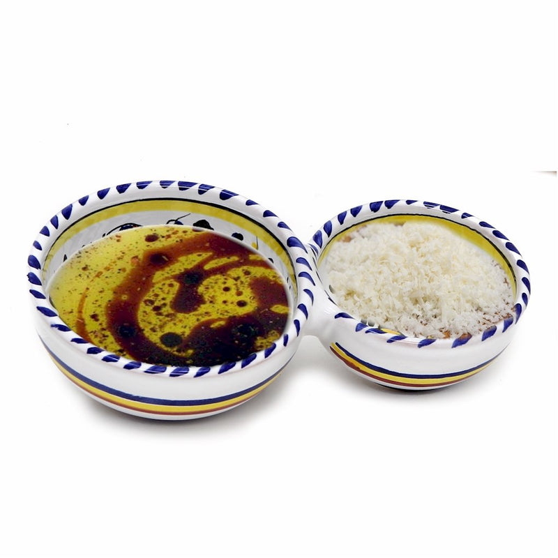 ORVIETO BLUE ROOSTER: Olive Dish Bowl - Relish and Condiments divided bowl