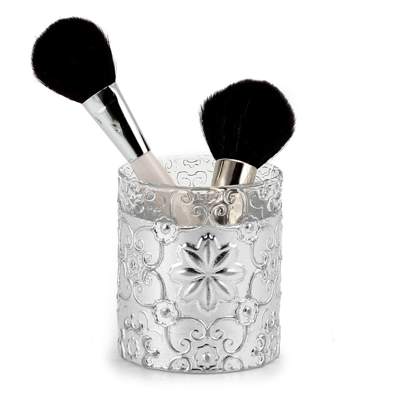 CRYSTAL CANDLES: Bass relief Design with Silver Leaf finish ~ (10 Oz)