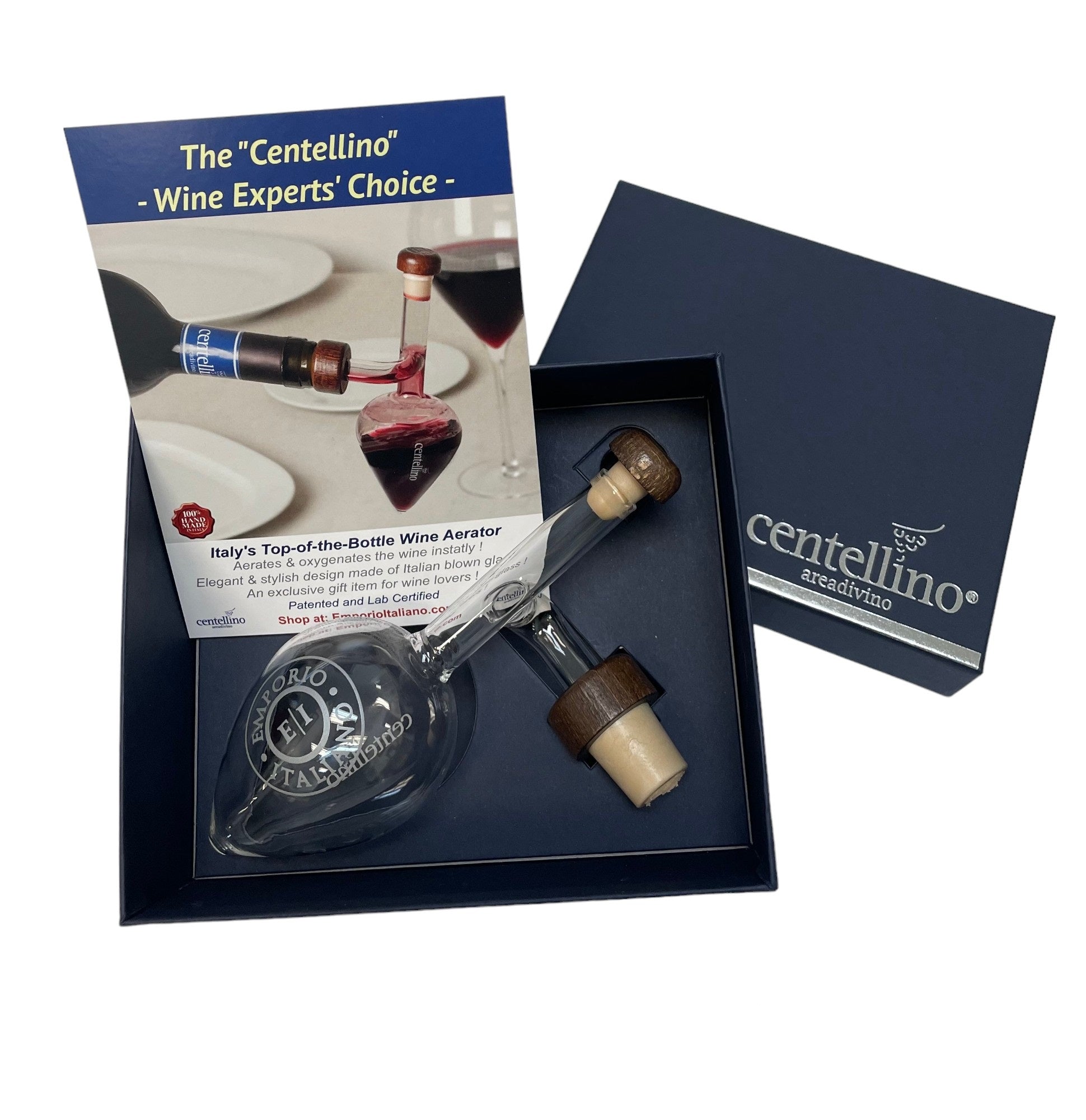 CENTELLINO OneDose Wine Aerator & Decanter 150 ml + Free Bottle Opene