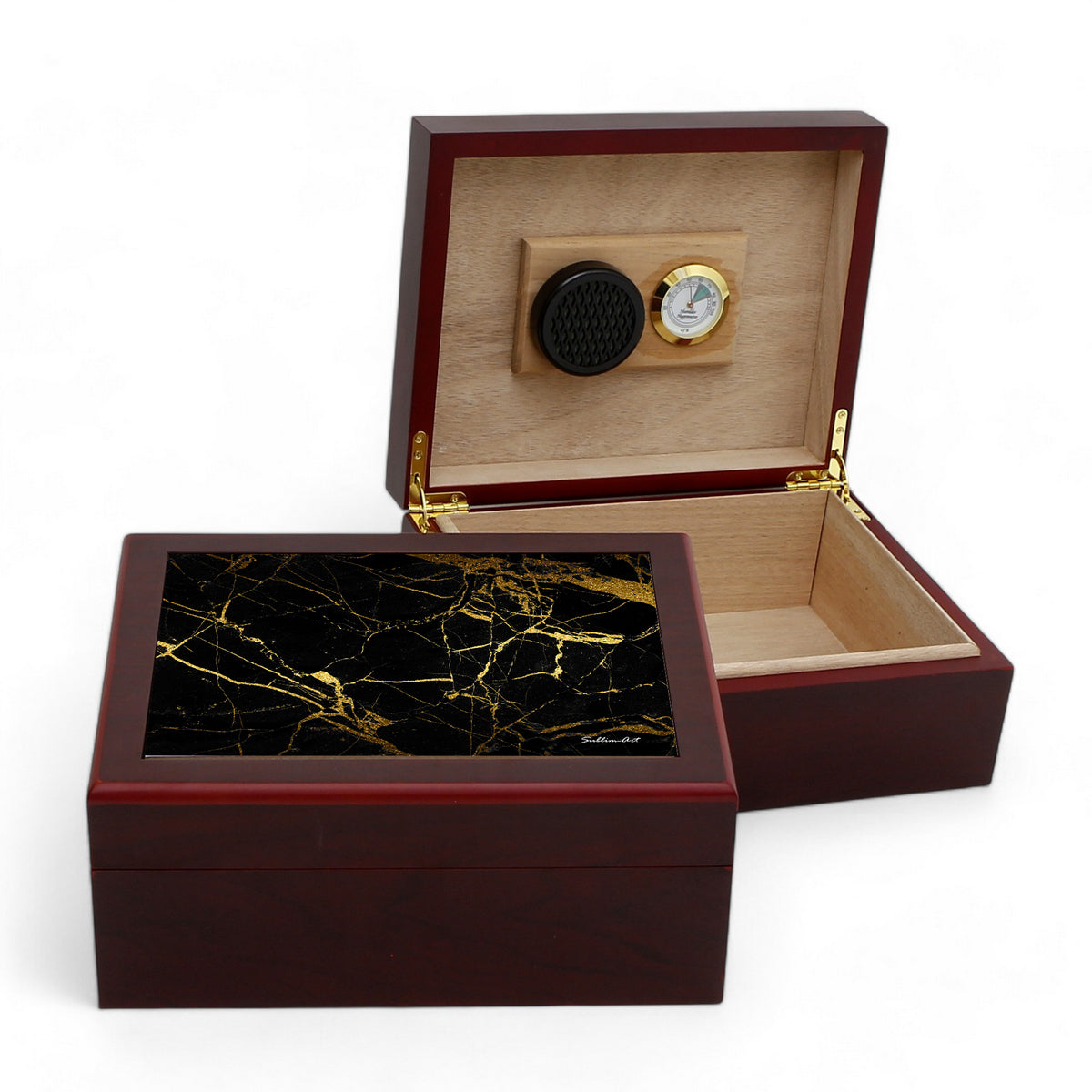 CIGAR HUMIDOR BOX: Luxury Mahogany Satin Finish fully lined in Cedar ...