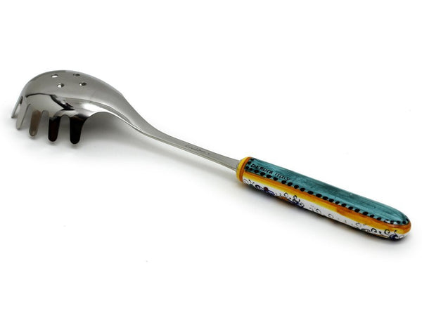 RICCO DERUTA DELUXE: Ceramic Handle Spaghetti Tong with 18/10 stainless steel cutlery.