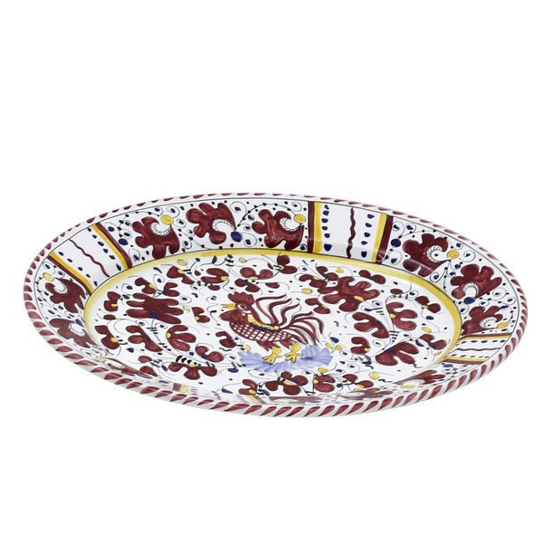 ORVIETO RED ROOSTER: Serving Oval Platter