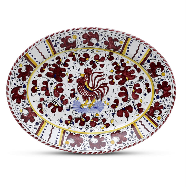 ORVIETO RED ROOSTER: Serving Oval Platter