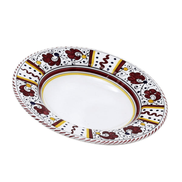 ORVIETO RED ROOSTER: Rim Pasta Soup Plate (White Center)