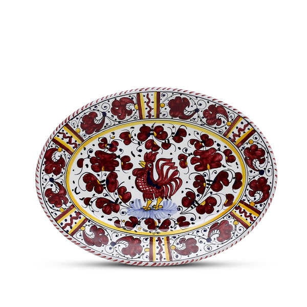 ORVIETO RED ROOSTER: Oval Plate