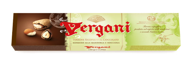 Vergani Italian Soft Torrone with Almonds Covered with Dark Chocolate