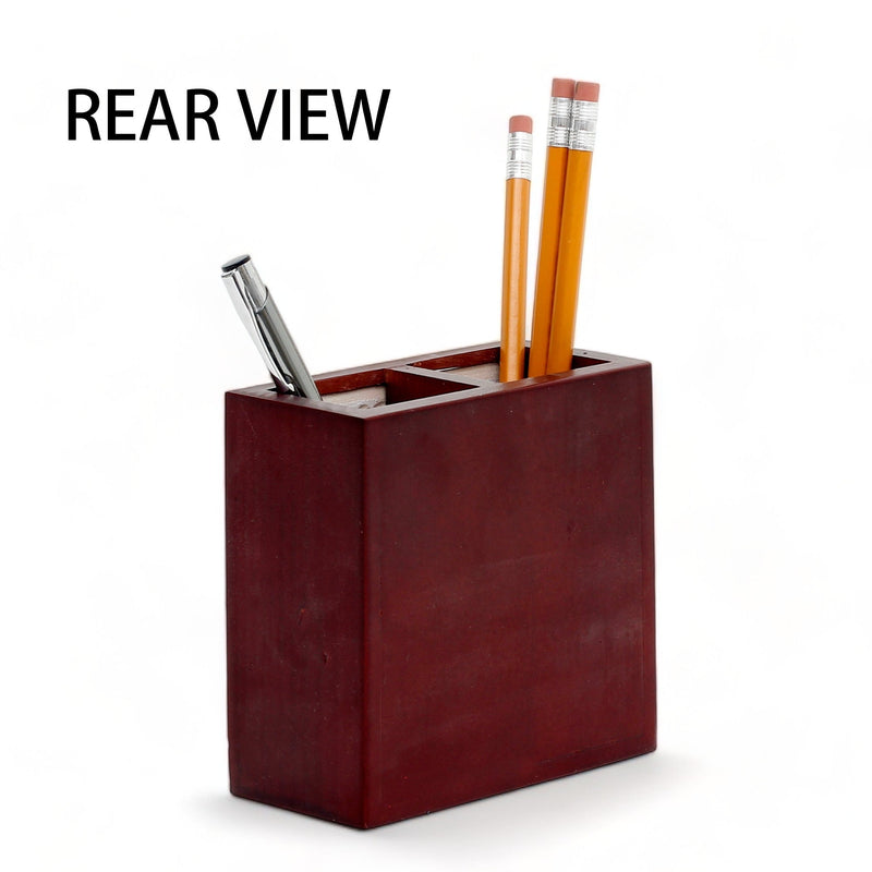 WOOD PENCIL HOLDER: Rosewood high quality pencil holder with decorative tile - Design Mario Bruno Design 05