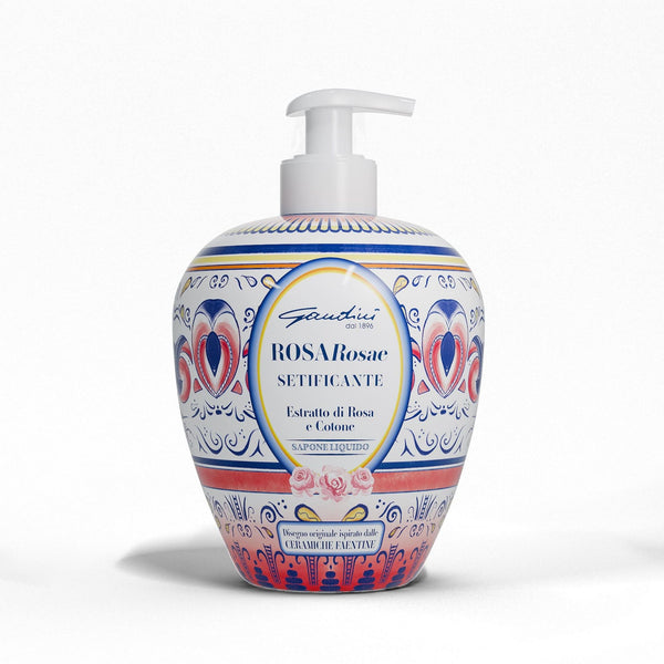 Gandini Italian Maiolica Design Liquid Hand Soap Rose 500 ml - Pump Bottle