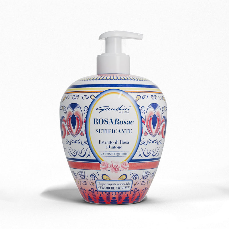 Gandini Italian Maiolica Design Liquid Hand Soap Rose 500 ml - Pump Bottle