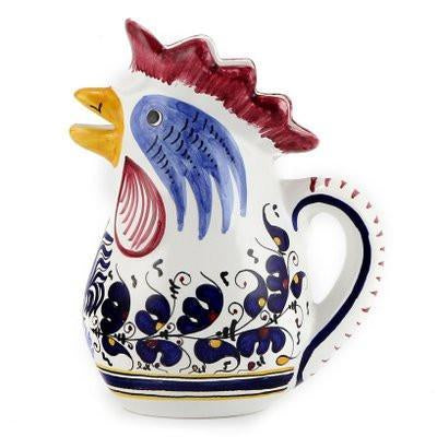 ORVIETO BLUE ROOSTER: Rooster of Fortune Pitcher (1 Liter 34 Oz 1 Qt)