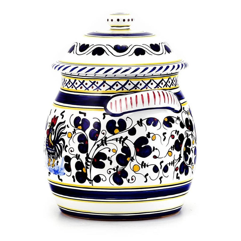 ORVIETO BLUE ROOSTER: Traditional Biscotti Jar