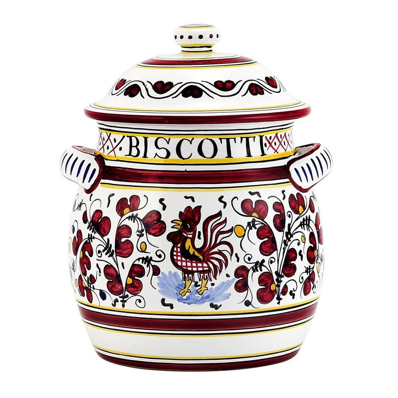 ORVIETO RED ROOSTER: Traditional Biscotti Jar