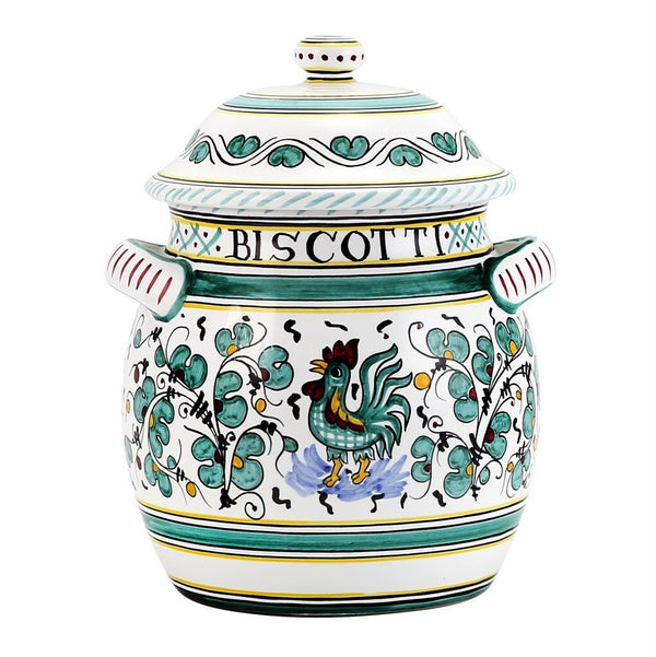 ORVIETO GREEN ROOSTER: Traditional Biscotti Jar