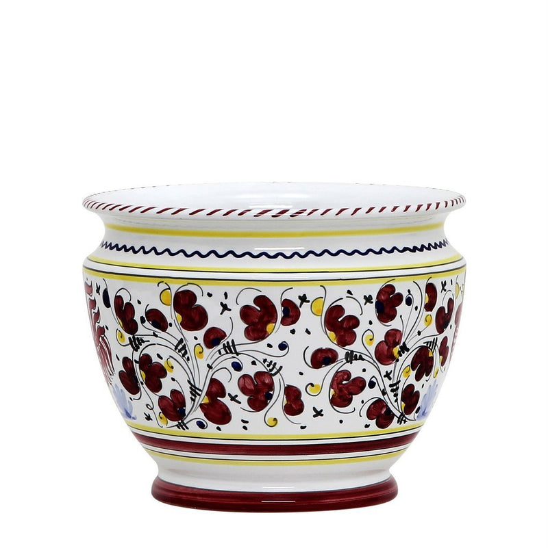 ORVIETO RED ROOSTER: Luxury Cachepot Planter Small