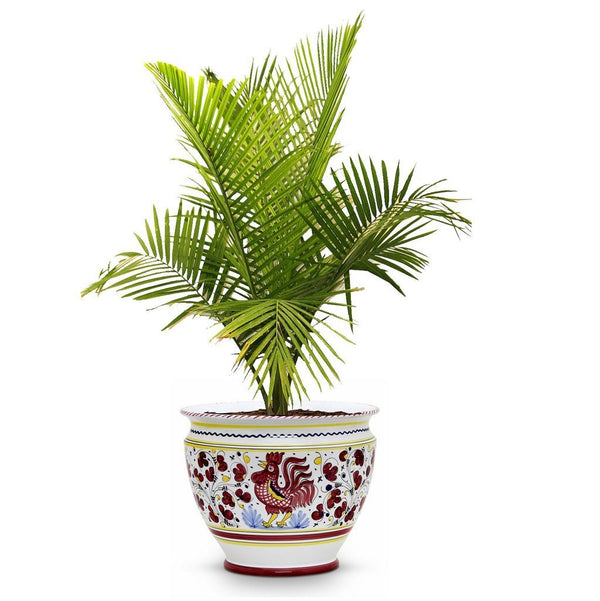 ORVIETO RED ROOSTER: Luxury Cachepot Planter Large