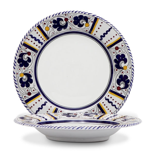 ORVIETO BLUE ROOSTER: Rim Pasta Soup Plate (White Center)