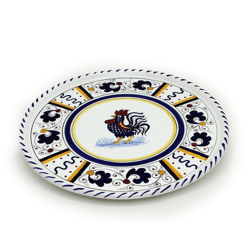 ORVIETO BLUE ROOSTER: Deruta Pizza Plate - Cake or Cheese Platter.