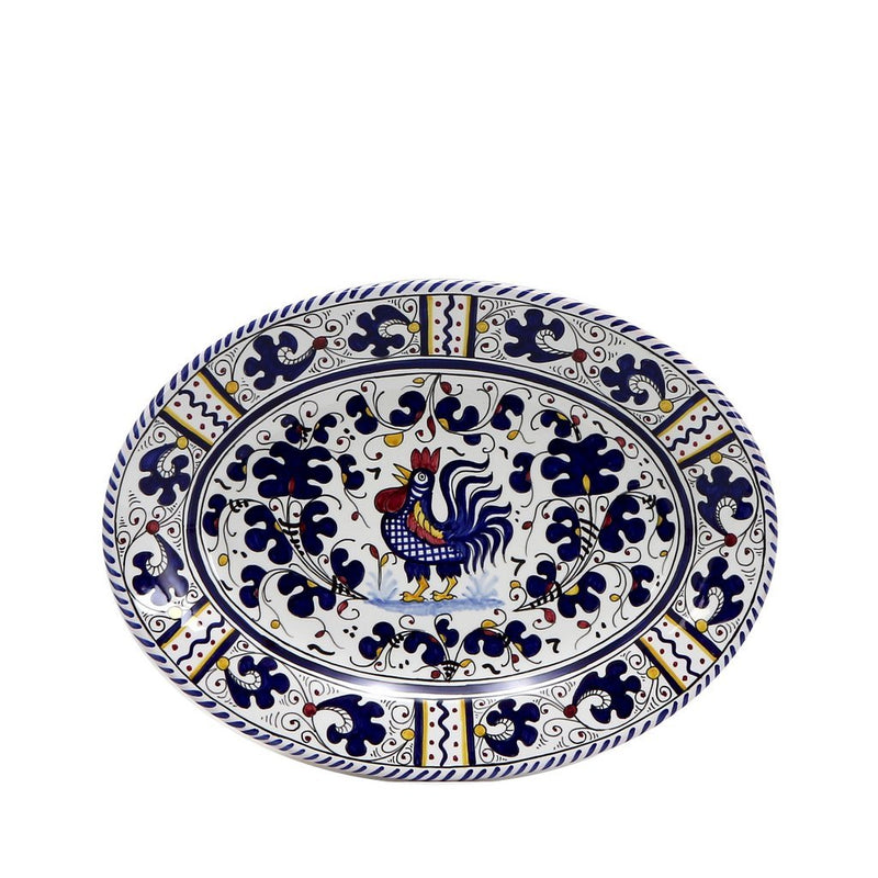 ORVIETO BLUE ROOSTER: Oval Plate