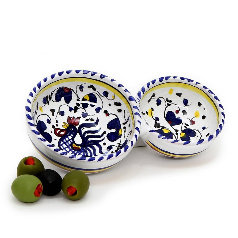 ORVIETO BLUE ROOSTER: Olive Dish Bowl - Relish and Condiments divided bowl