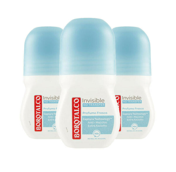 Borotalco Deodorant Invisible Fresh Scent Roll-On 50 ml, 3 Pack