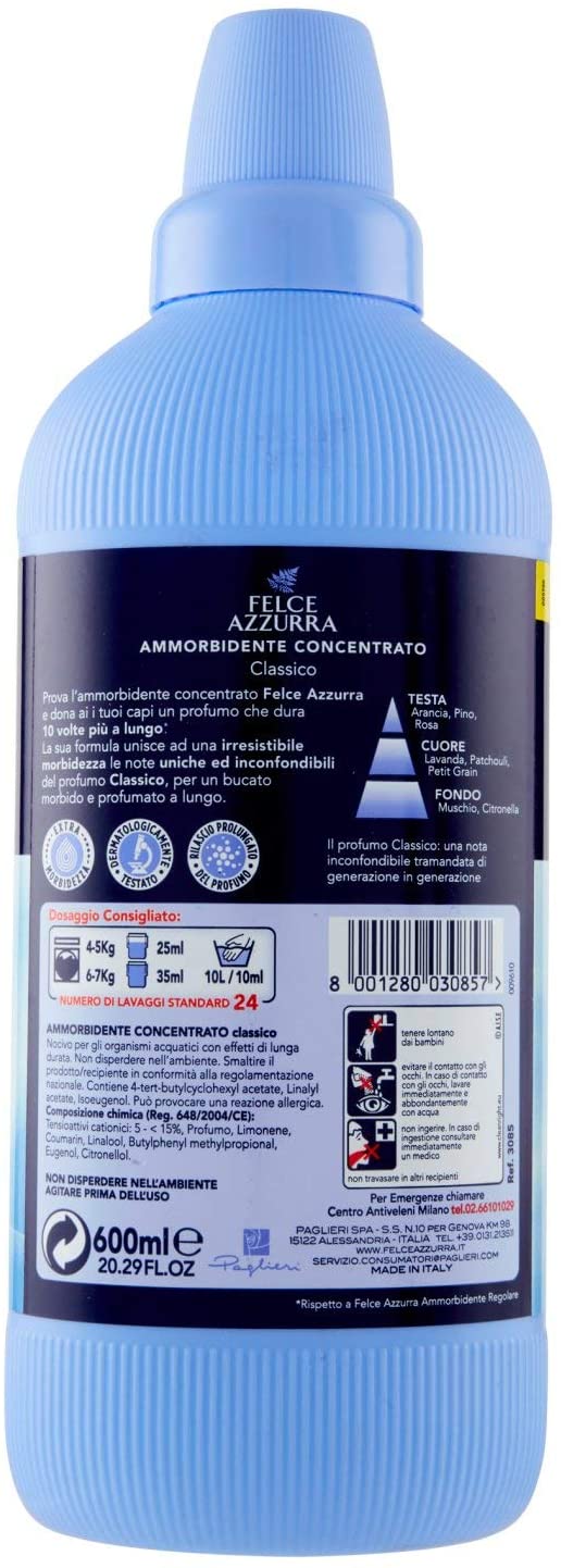 Felce Azzurra Classico Concentrated Fabric Softener (24 Washes) 600 ml