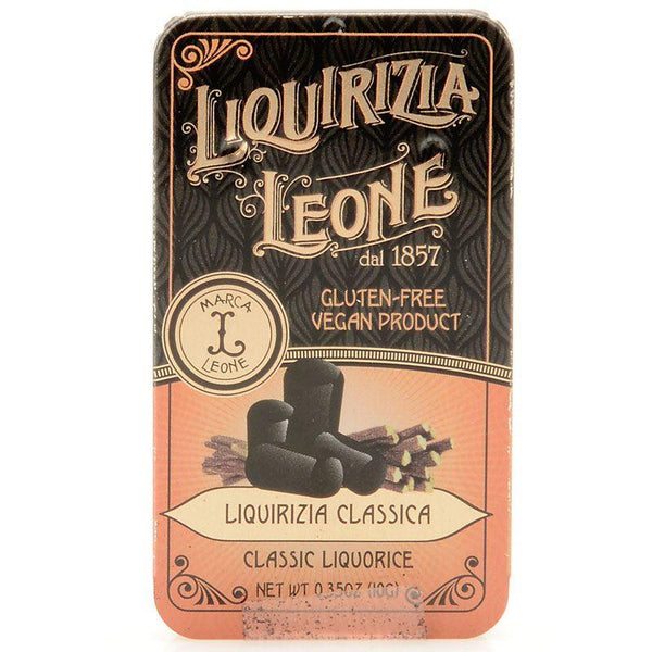 Leone Pastiglie Pure Italian Classic Licorice Candy in Tiny Pieces Tin 10 gr