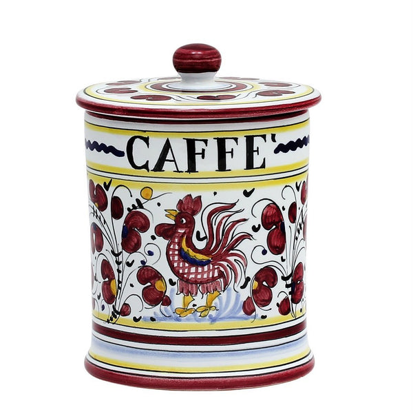 ORVIETO RED ROOSTER: Caffe' (Coffee) Container Canister