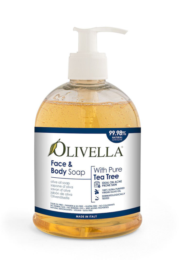 OLIVELLA Face & Body Liquid Soap Tea Tree Oil 16.9 oz