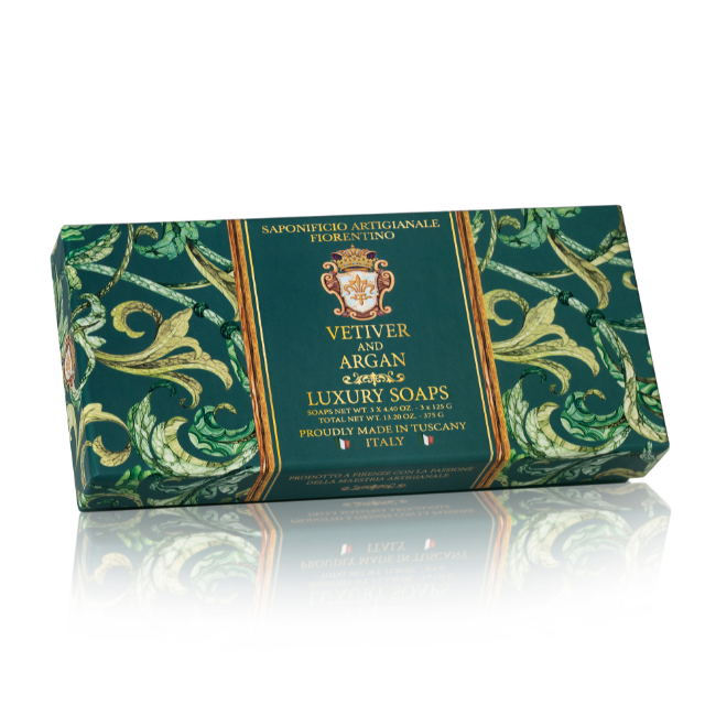 Saponificio Artigianale Fiorentino Bar Soap Set Vetiver & Argan 3 x 125 gr