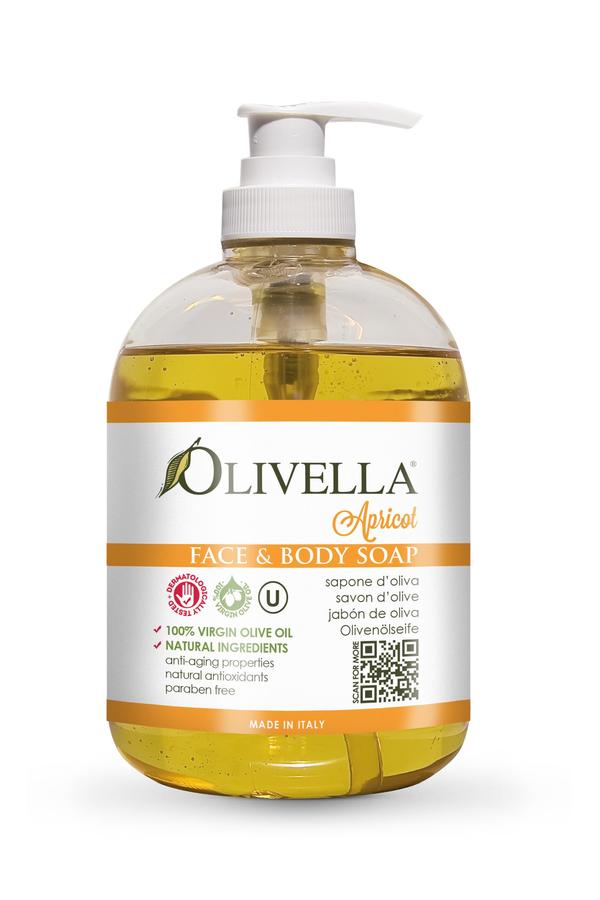OLIVELLA Face & Body Liquid Soap Apricot 16.9 oz