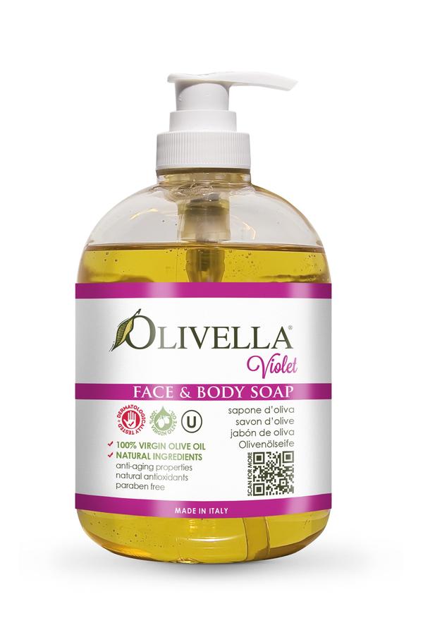OLIVELLA Face & Body Liquid Soap Violet 16.9 oz